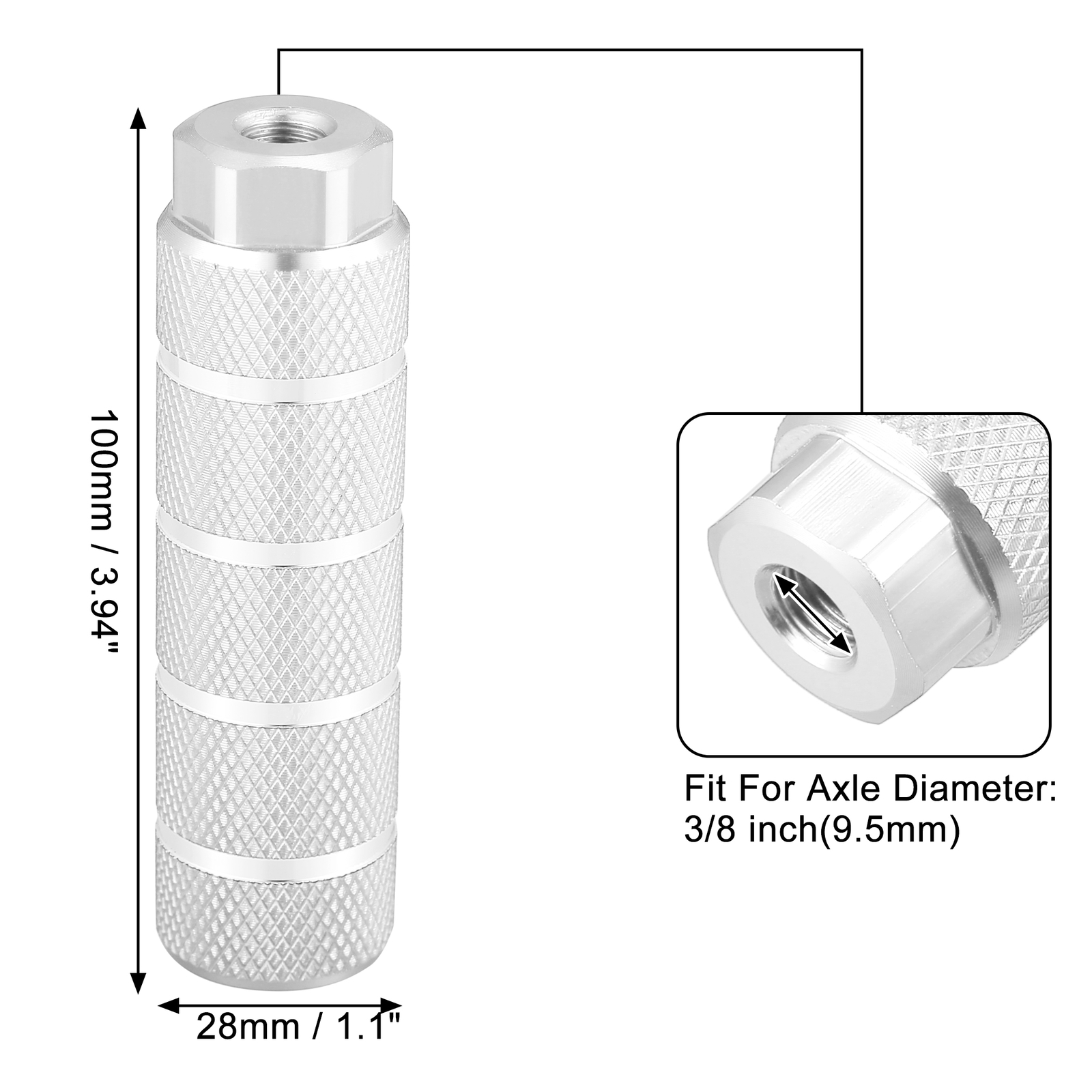 Universal Pack (4) Aluminum Alloy Rear Foot Pegs Footrests Fit 3/8 Inch Axles