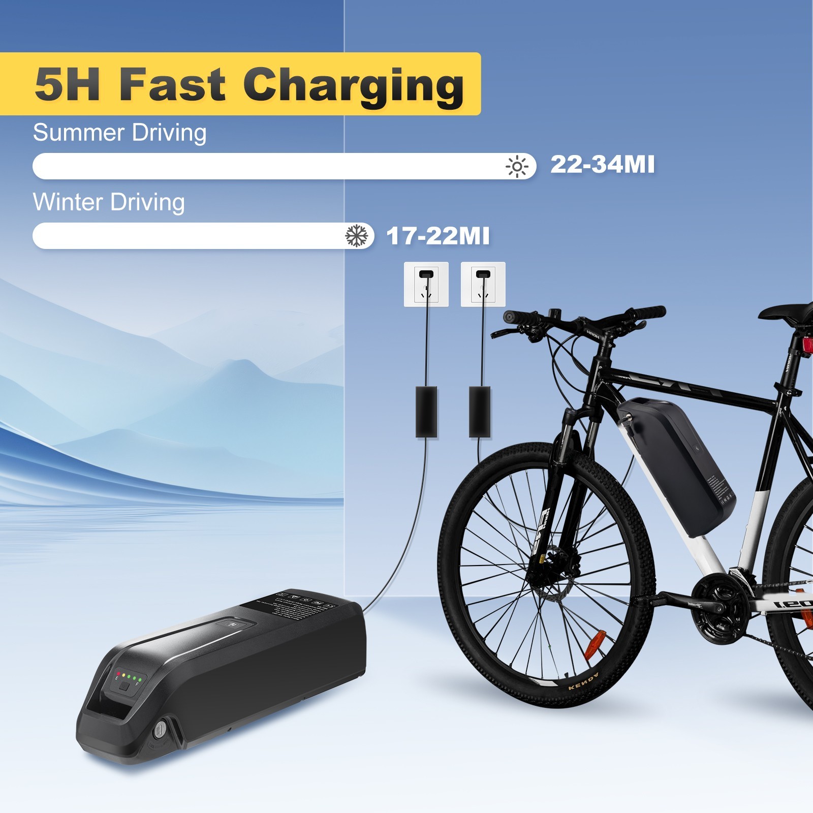 UUG 48V 10Ah 20Ah Electric Bicycle Ebike Lithium Battery 5PIN