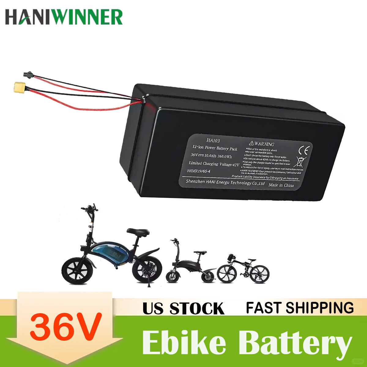 Jetson Bolt Pro Electric Bike Ebike li-Battery 36v 10A 7.8AH 2 wire Genuine 350w