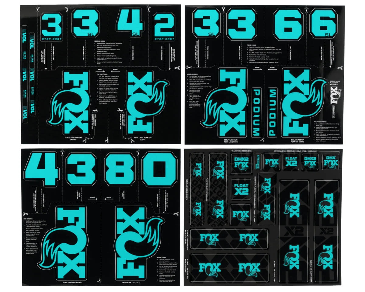 Fox Suspension All Mountain Fork and Shock Decal Kit (Turquoise) [803-04-684]
