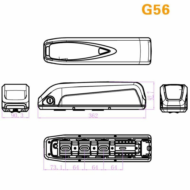 48v Li-ion Battery Hailong G56 Case Box Electric Bike Ebike Kit DIY No Cells