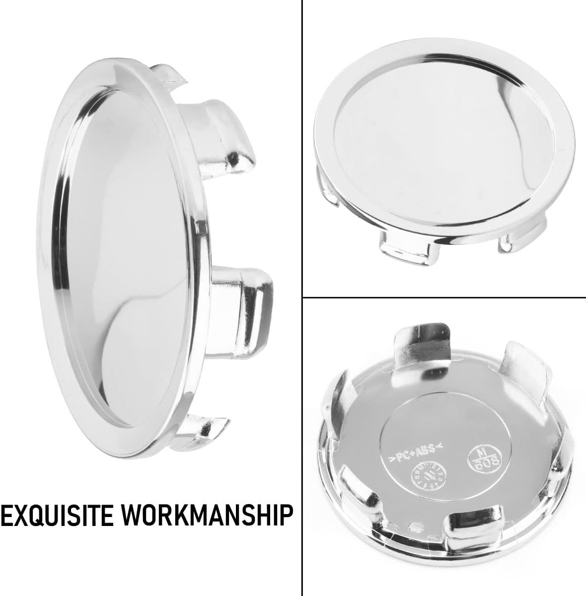 4PCS 75mm Wheel Center Caps OD 74.5mm / 2.93″, ID 70mm / 2.75″ Chrome