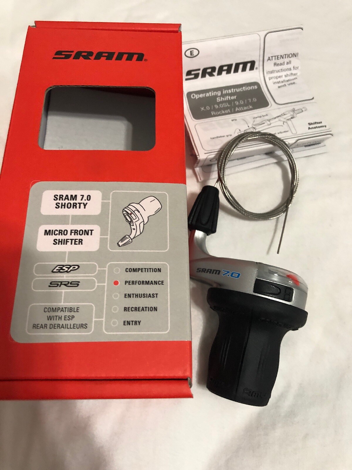 SRAM 7.0 3 Speed Shorty Front MicroTwist Shifter Left Handed Shorty Mountain