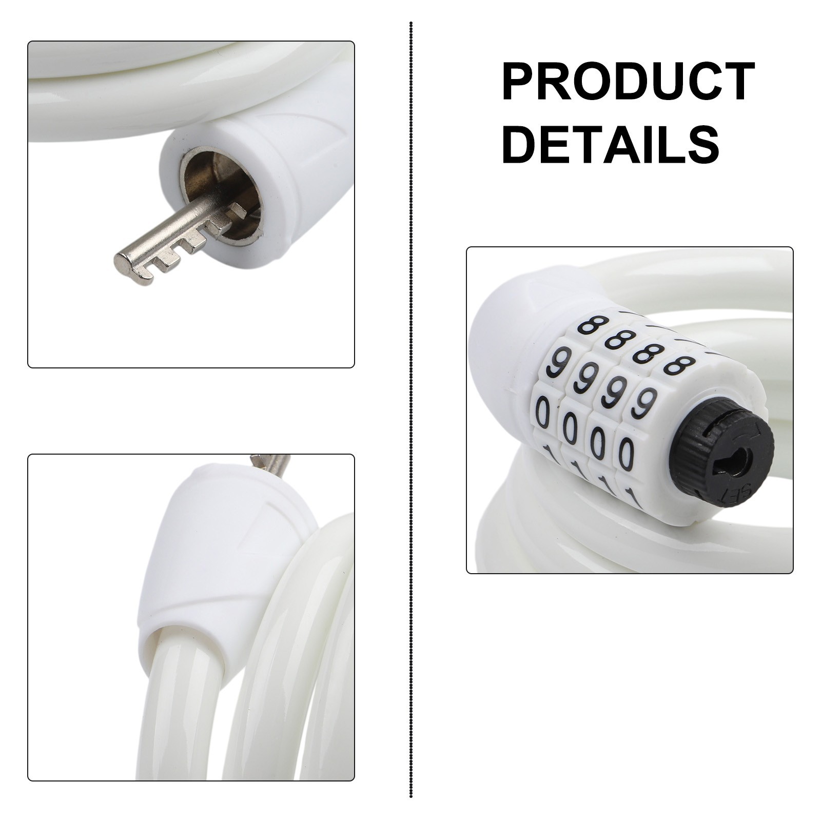 4 Digit Combination Bike Lock 120cm Steel Cable for Bicycle Safety