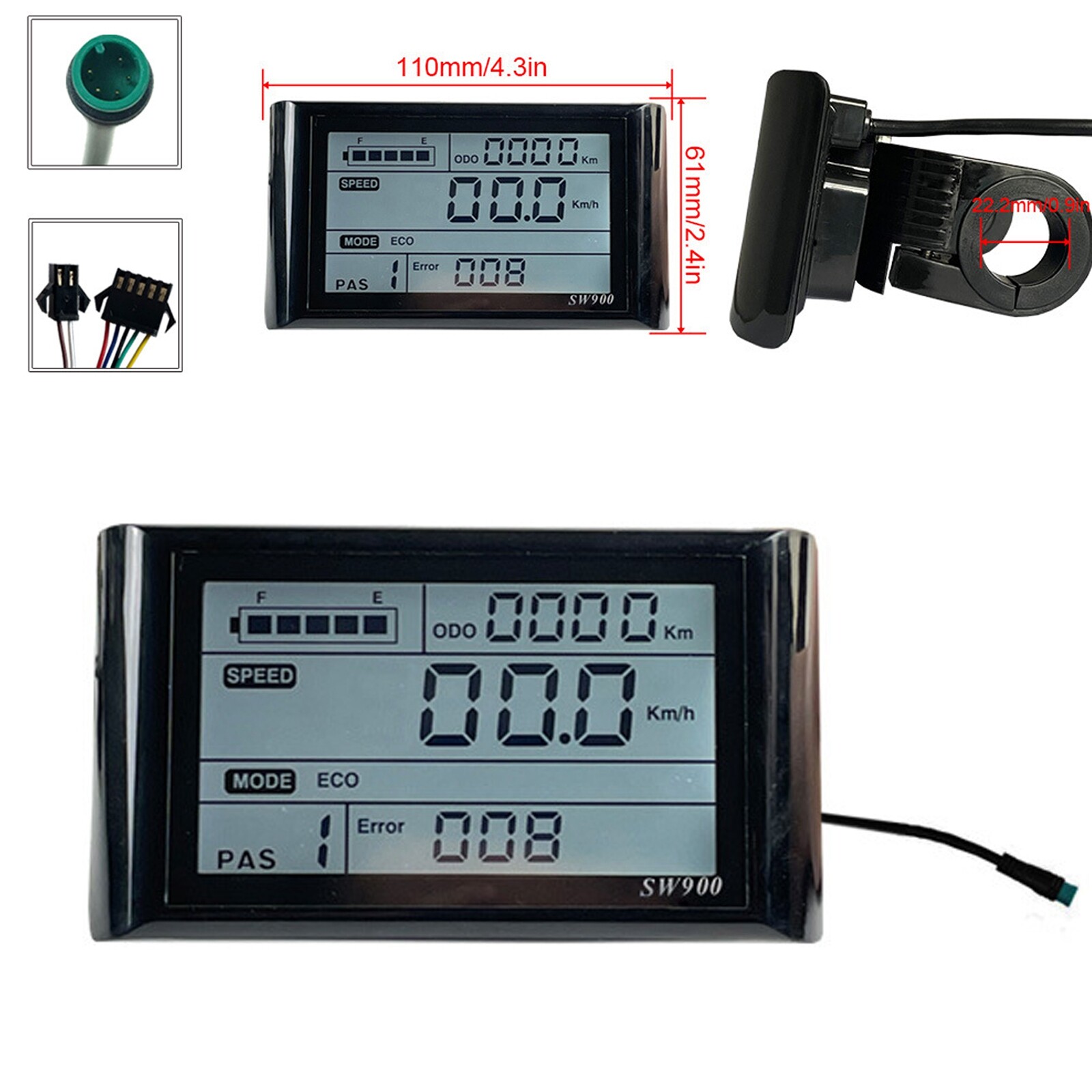 SW900 Electric Bicycle Display Meter Control Panel 24/36/48V LCD E-Bike Scooter
