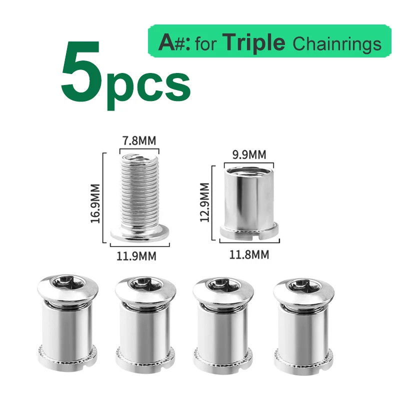Bike Chainring Bolts M8 Screws 5/20Pcs MTB Road Crankset Single Double Triple