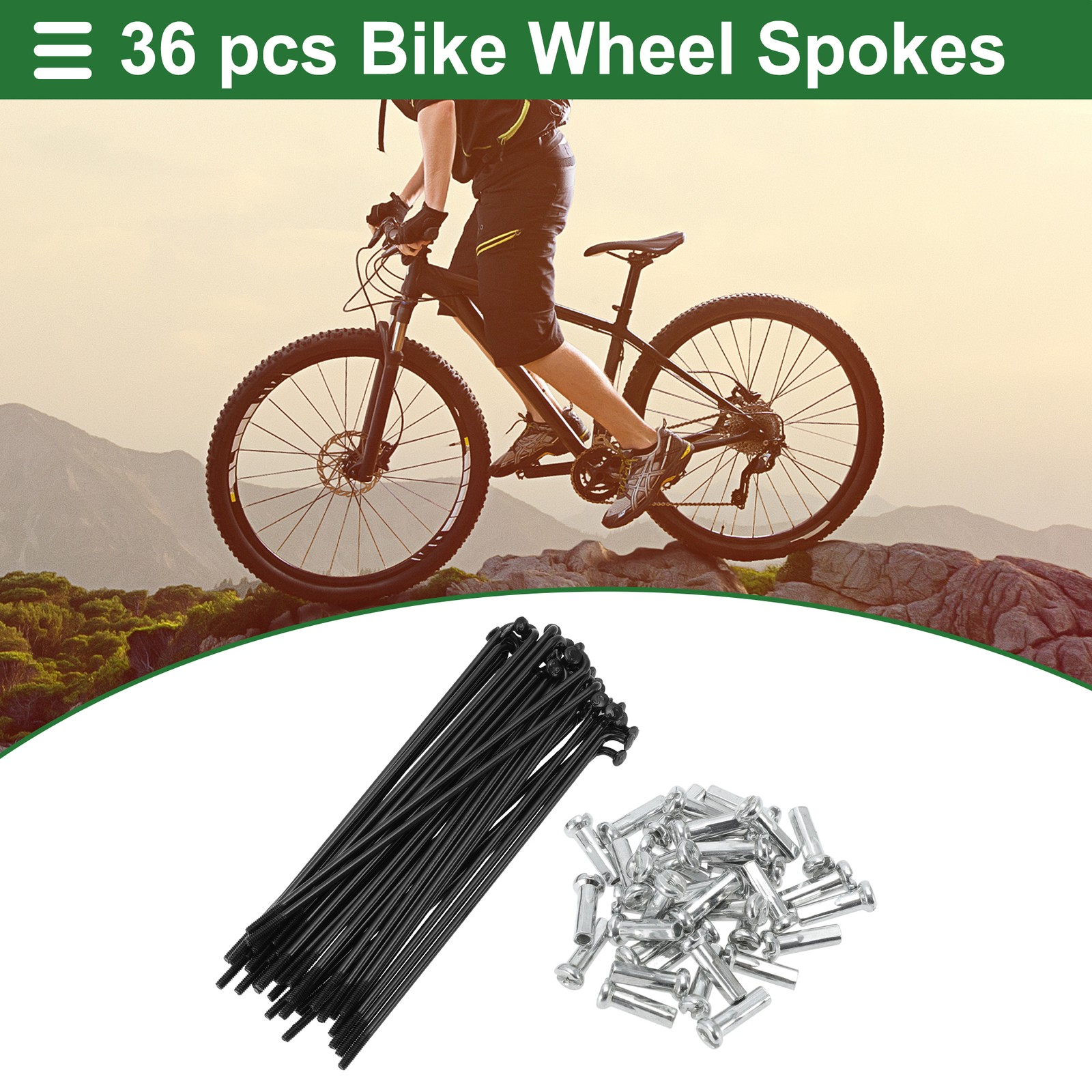 1 Set 14G 97mm Length Bicycle Spokes Nipple Carbon Steel Black Universal