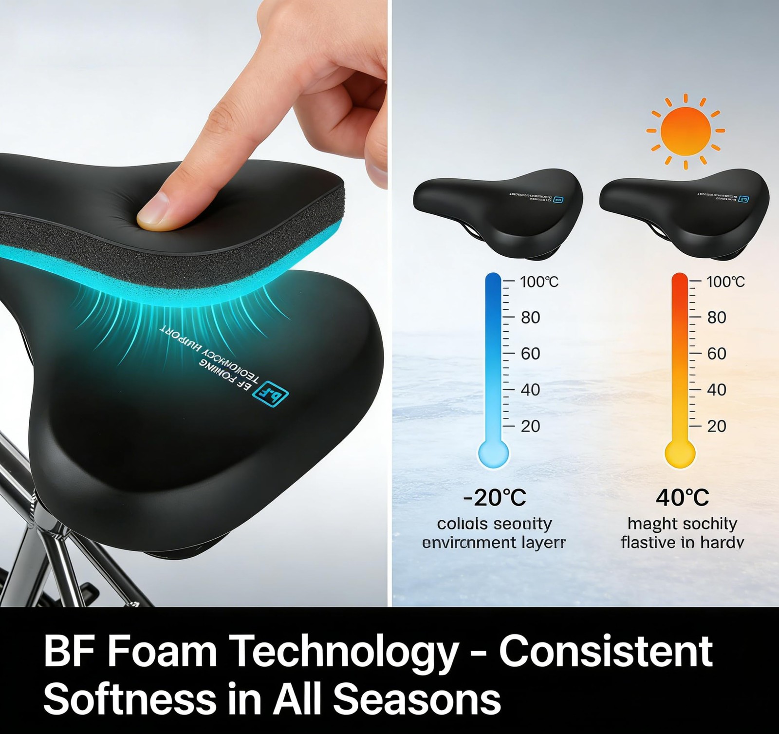 Oversized Ergonomic Comfort Bike Seat 9.7″x8″, Ascent Saddle 2.0, Universal B…