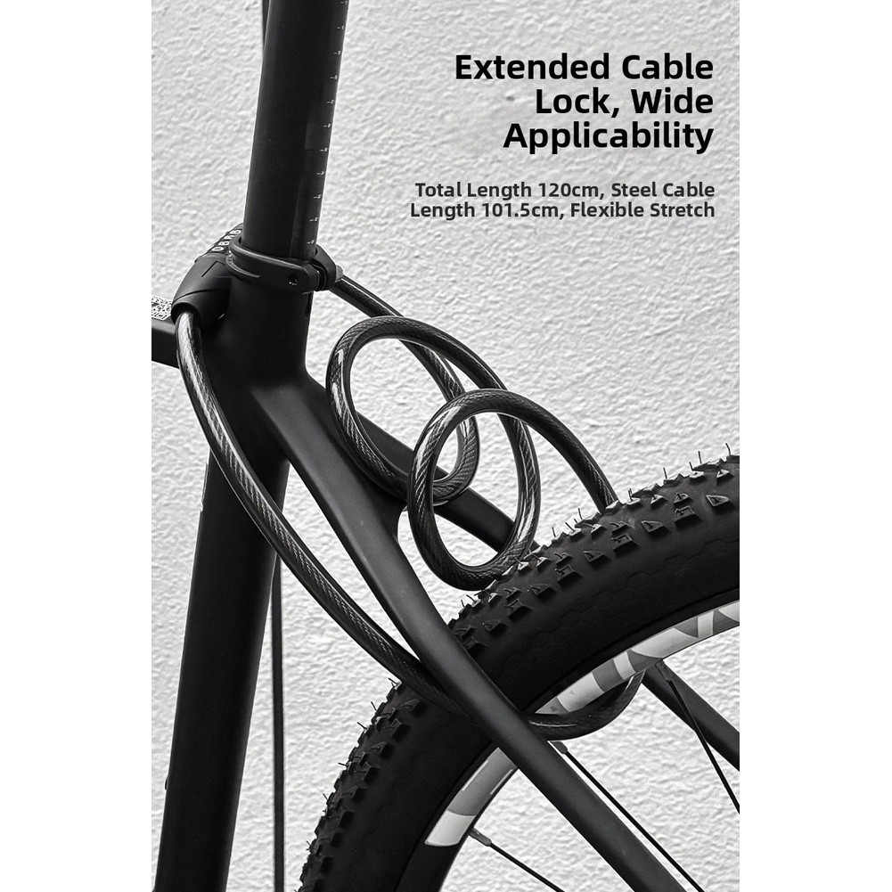 4 Digit Combination Bike Lock 120cm Steel Cable for Bicycle Safety