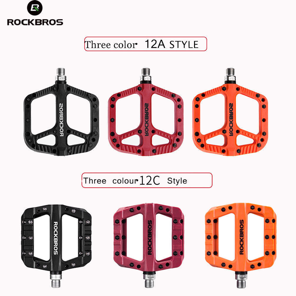 ROCKBROS MTB Road Bike Nylon Pedals Lightweight Widen 9/16″ DU Bearing Pedals