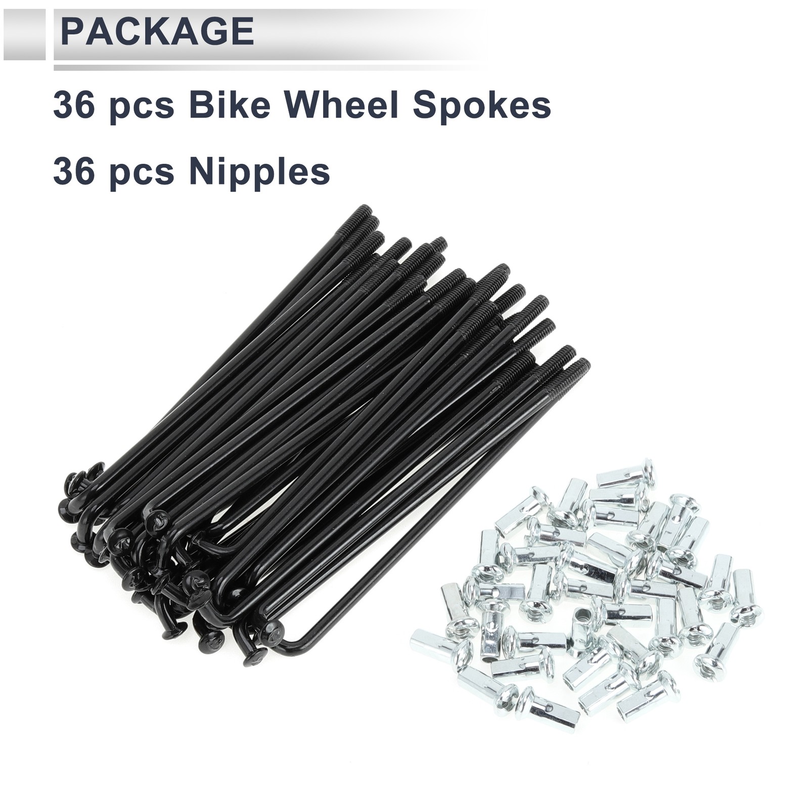 1 Set 12G 78mm Length Bicycle Spokes Nipple Carbon Steel Black Universal