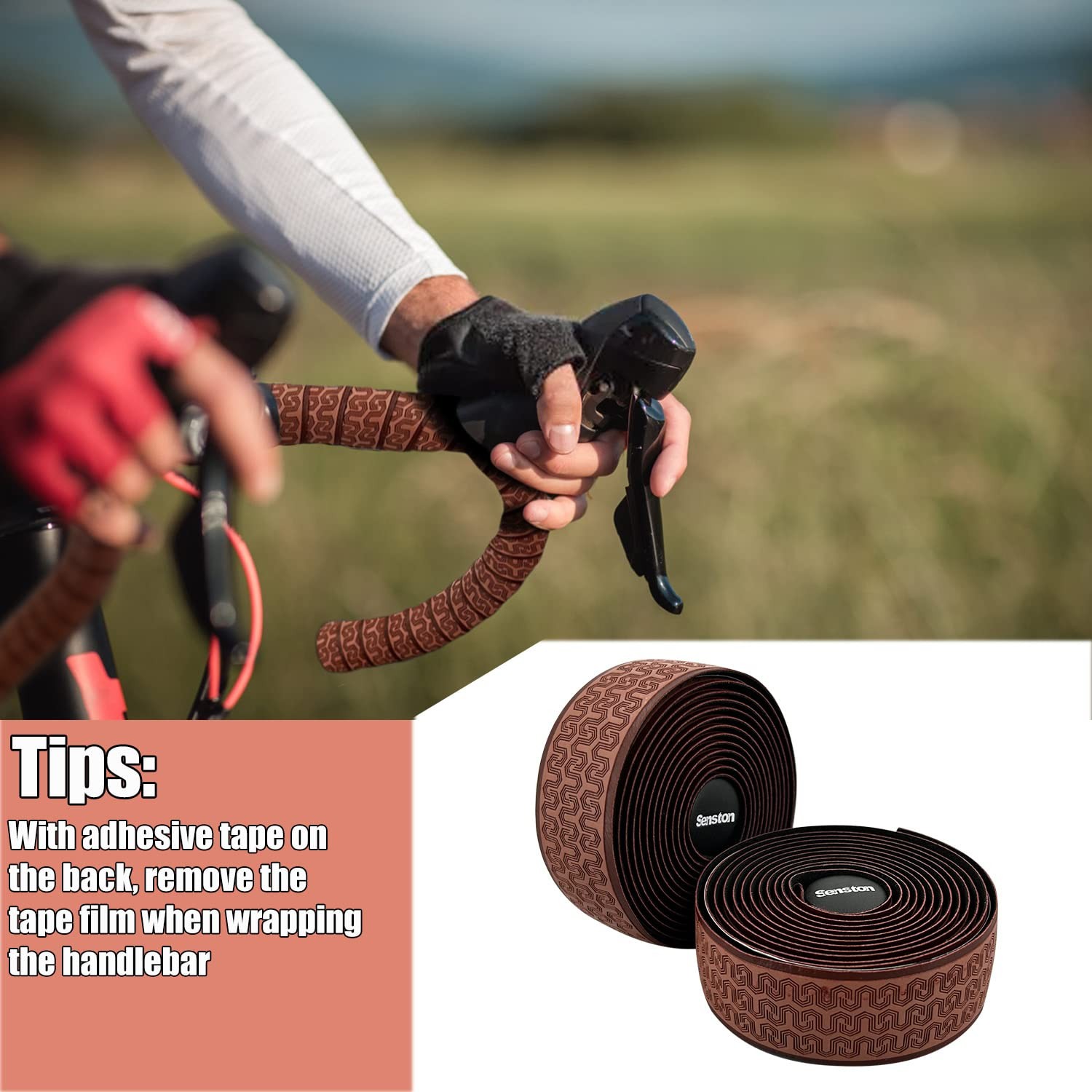 PU Bicycle Handle Wraps Tape Road Bike Handlebar Tapes Cycling Grip , 2 Rolls,