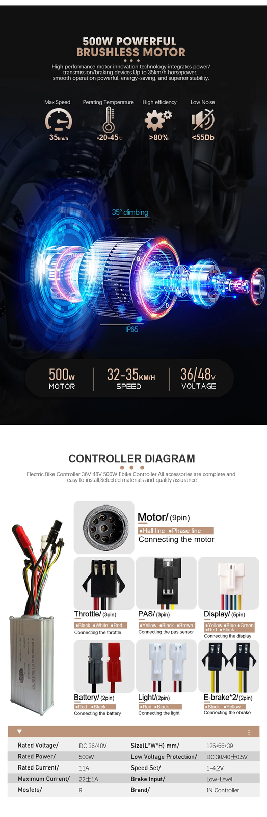 36V 48V 500W 20/24/26 Inch Snow Fat E-bike Rear Rotate Hub Motor Conversion Kit