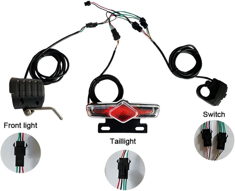 Ebike Light Set 36V 48V 52V 60V Lithium Conversion Kit Headlight Tail Horn