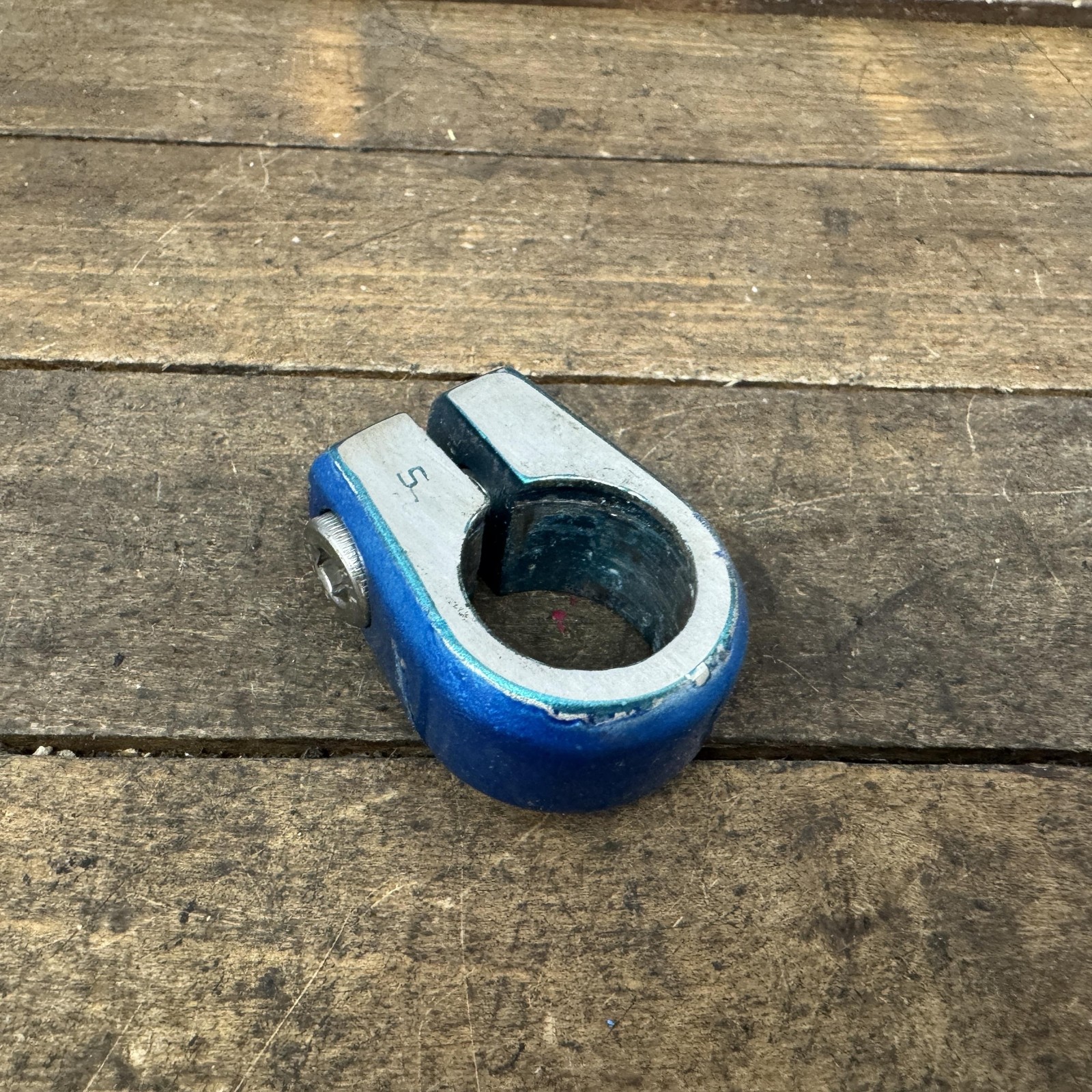 Vintage SR BMX Bicycle Seatpost Clamp 25.4mm Blue 80s Alloy Old School Painted
