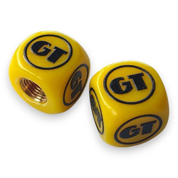 GT BMX – One color Dice Tire Valve Caps (Pair) – Yellow