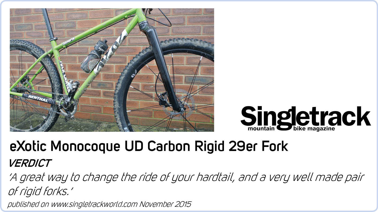eXotic Light Weight Rigid Alu MTB Fork, Disc & V Brakes, 44.5cm for 26in Wheel