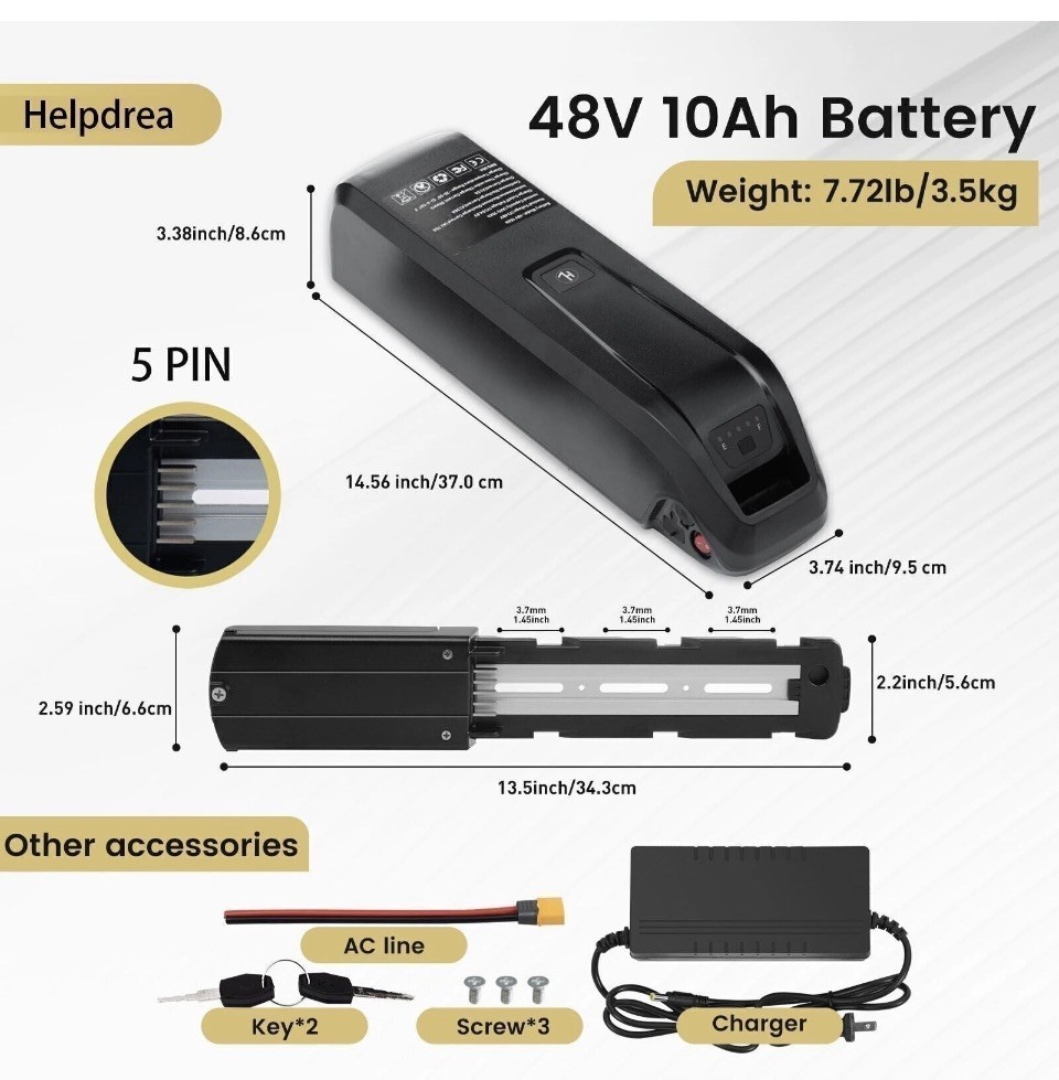 48V 500W 750W 1000W 1500W Hailong Ebike Battery Electric Bike Lithium kit 5-Pin
