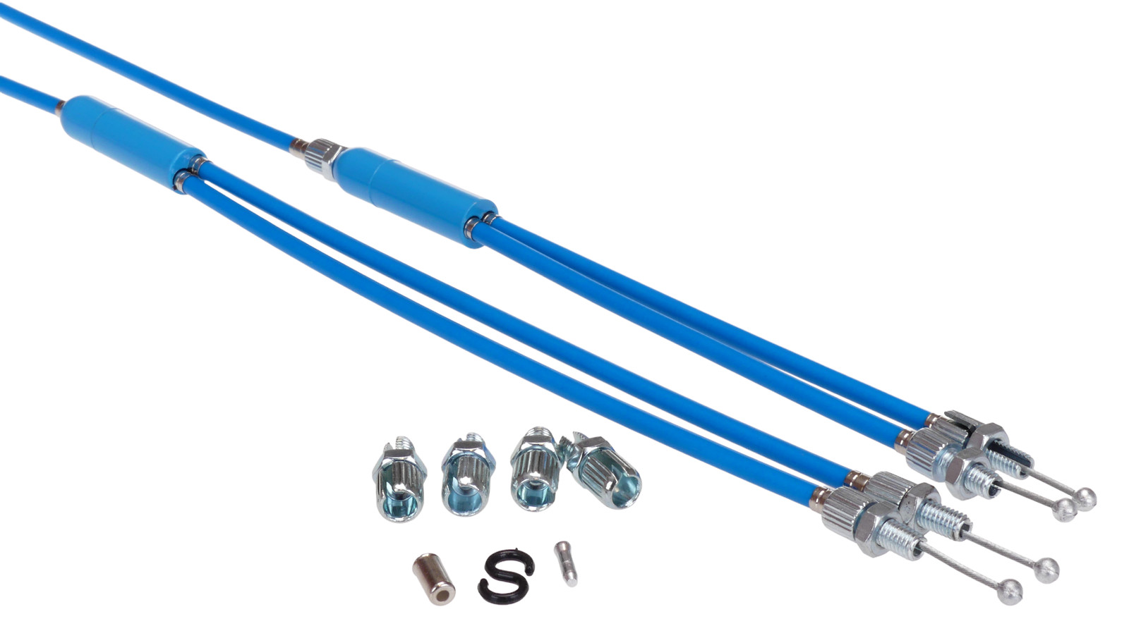 Upper & Lower gyro cables LONG for old school BMX – MEDIUM BLUE