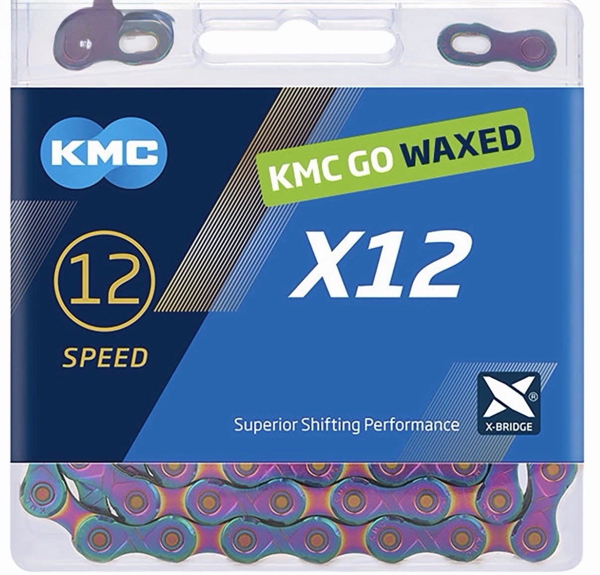 KMC X12 Aurora Green Waxed 116L chain