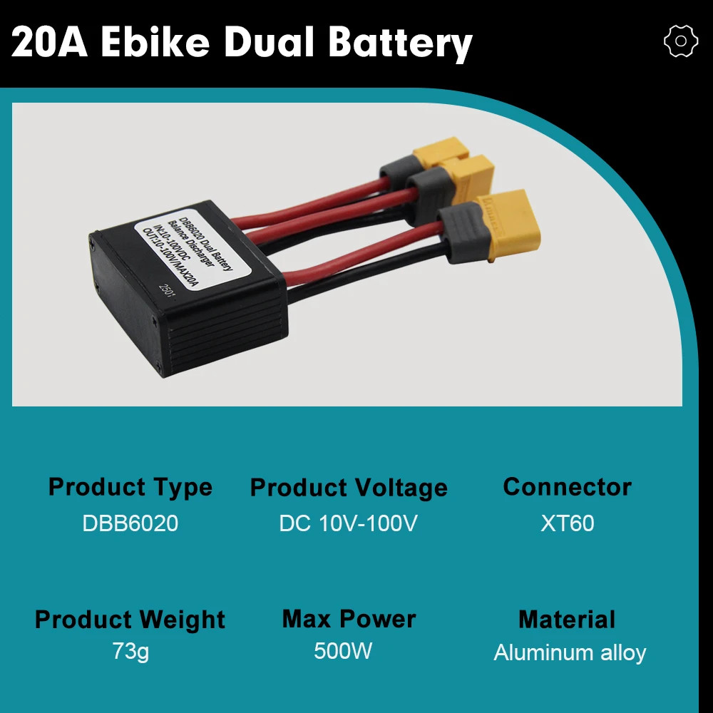 Ebike Dual Battery Connection Adapter XT60 Switcher 20V-72V 10V-100V 20A/30A/40A