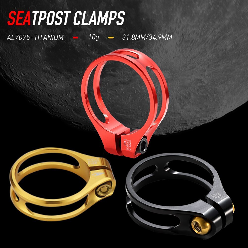 Aluminum Bicycle Seat Post Clamp Cycling Bike Clamp Titanium Screw 31.8mm/34.9mm