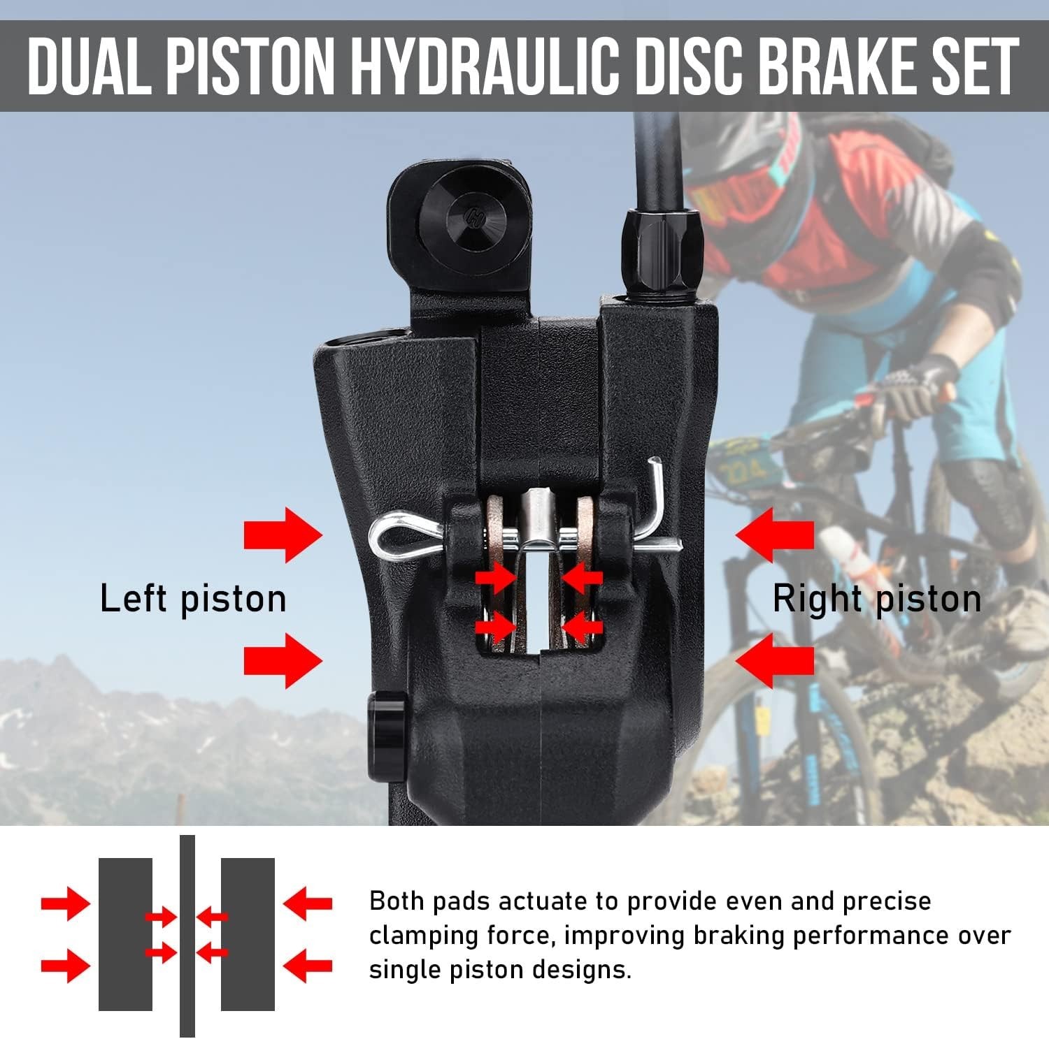 Left Front & Right Rear Brake Kit for Mountain Bike