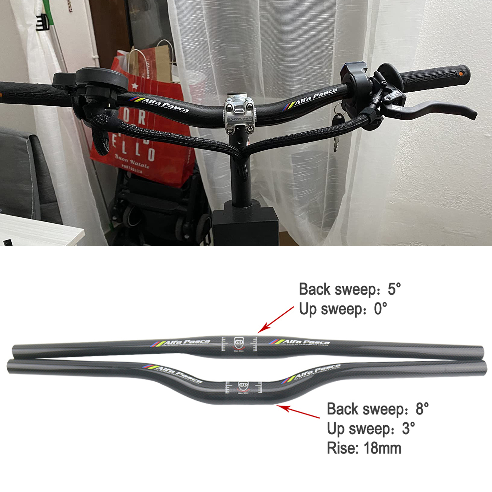 580-760mm Carbon MTB Handlebar Mountain Bike Bicycle Flat Riser Handle Bars 31.8