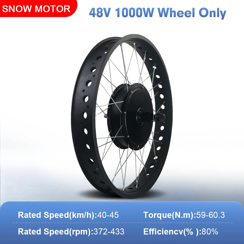 20 24 26” Snow Fat E-bike 48V 1000W Brushless Rear Hub Motor Dropout 170/190mm