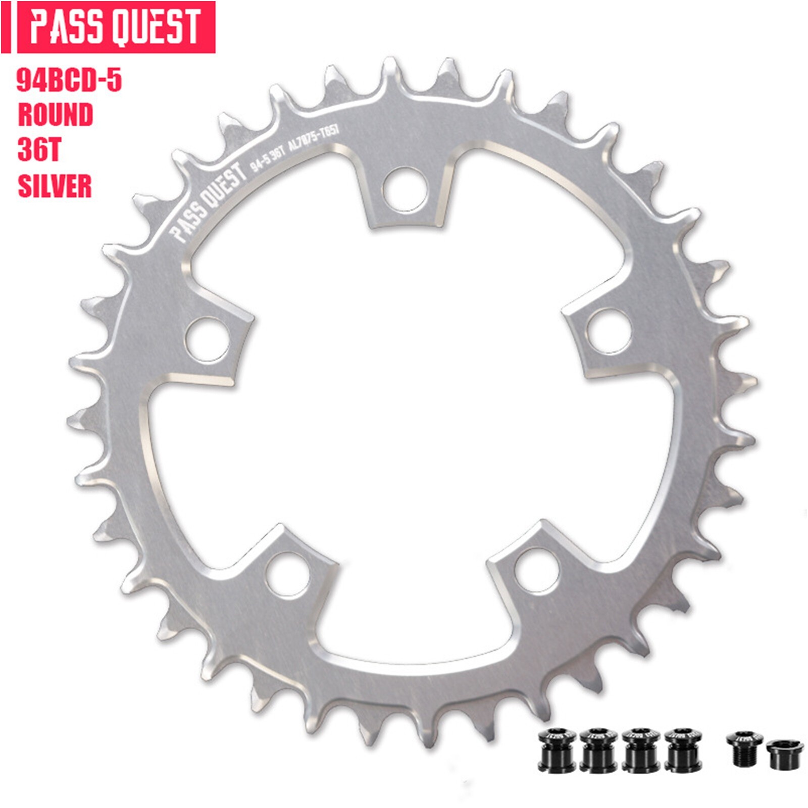 PASS QUEST 94 BCD 5Arm Bicycle Chain wheel ROUND Narrow Wide Chainring 32-36Tage