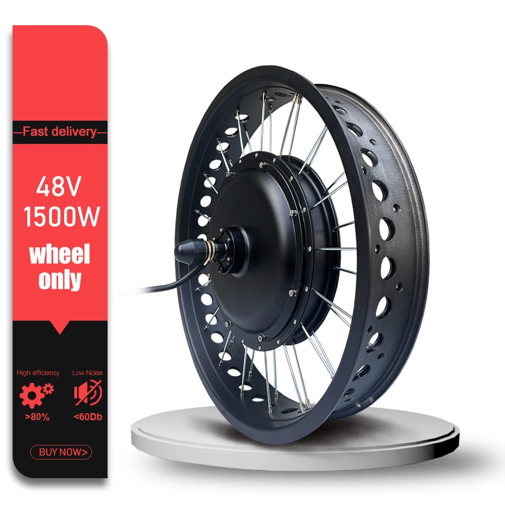 Snow Fat Tire Electric Bike 48V 1500W 20/24/26in Brushless Rear Wheel Hub Motor