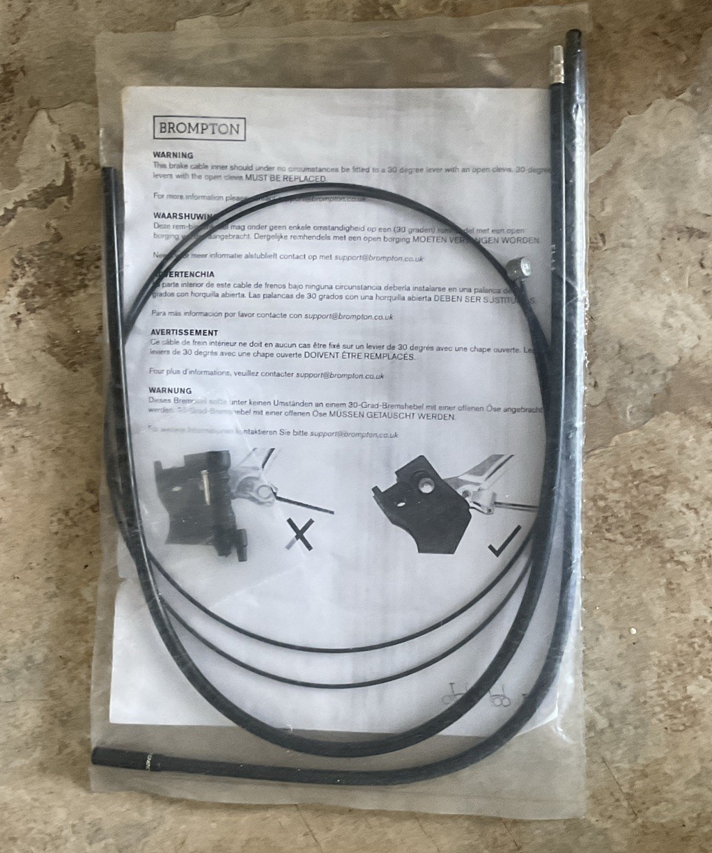 Brompton Brake Cable + Outer Front – M Type, FreeMainland Shipping
