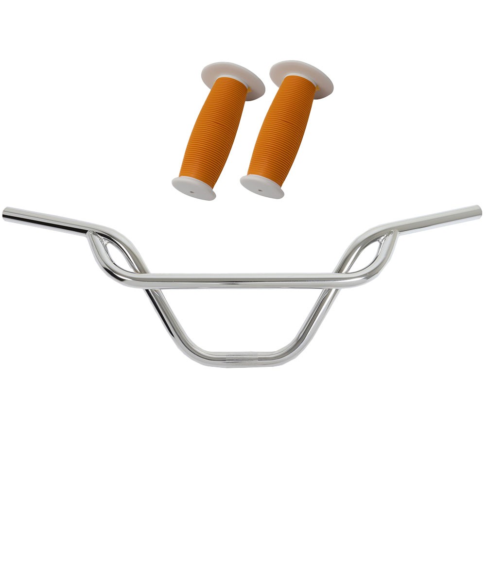 PRO+ 325 Chrome Handlebar & Orange/White Mushroom Grips
