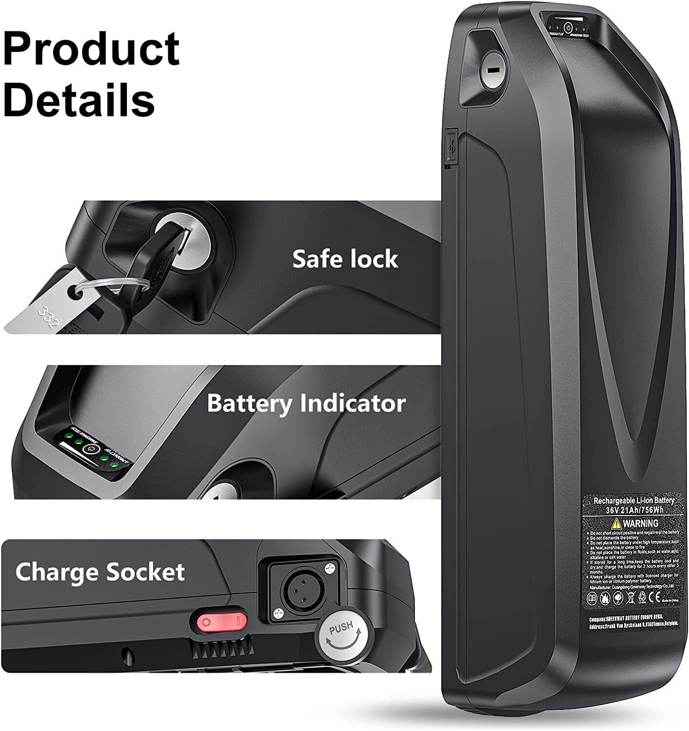 36V 48V 52V 15Ah 20Ah 25Ah Lithium Ebike battery Electric bike Biclcye Battery
