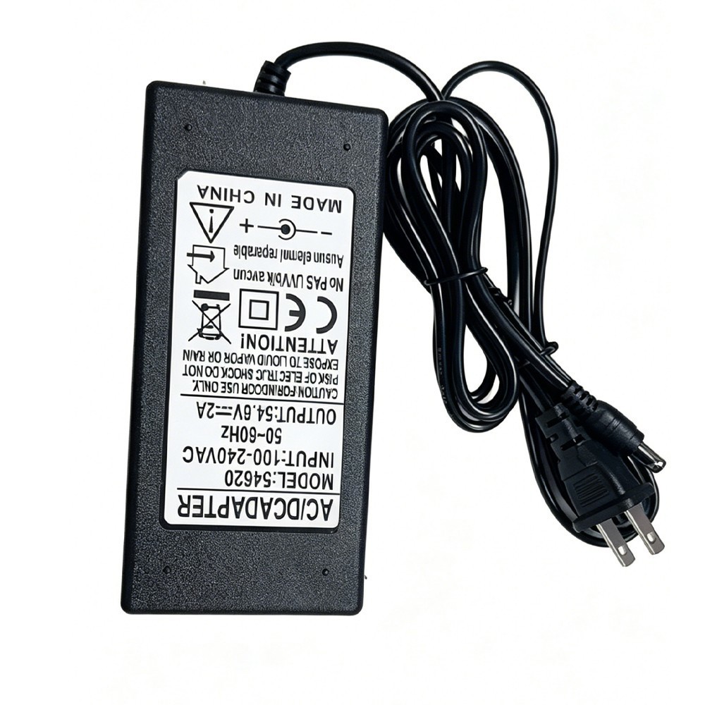 54.6V 2A Power Battery Charger DC 5.5*2.1mm Power Adapter 48V L1thium Battery US