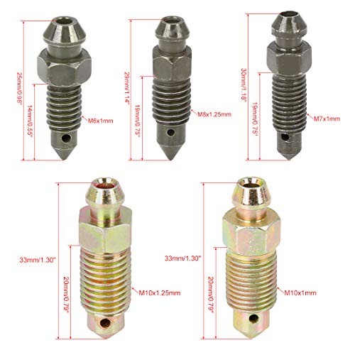 10Pcs M6x1mm M7x1mm M8x1.25mm M10x1mm M10x1.25mm Banjo Bolt Bleeder Screw