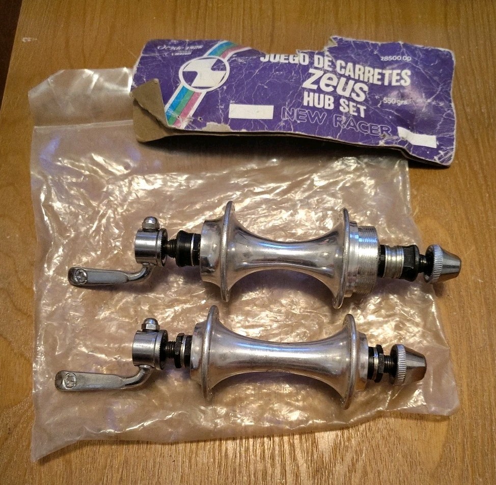 [64]Vintage Zeus NOS NIB Racer HubSet 36H Metric Thread Quick Release Front Rear