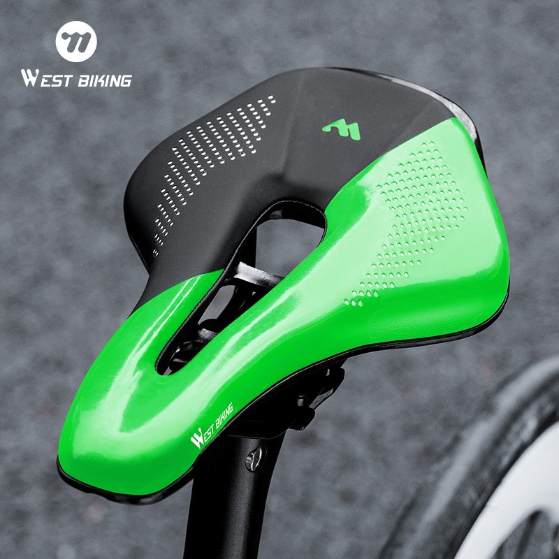 WEST BIKING Bicycle Saddle Racing Bike Seat Cycling Cushion Black Green