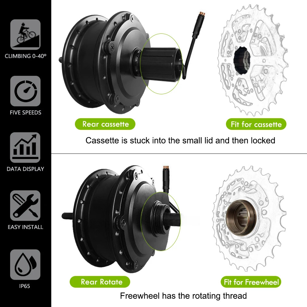 36V 48V 250W Electric Bike Brushless Rear Hub Motor Conversion Kit 16-29″ 700C
