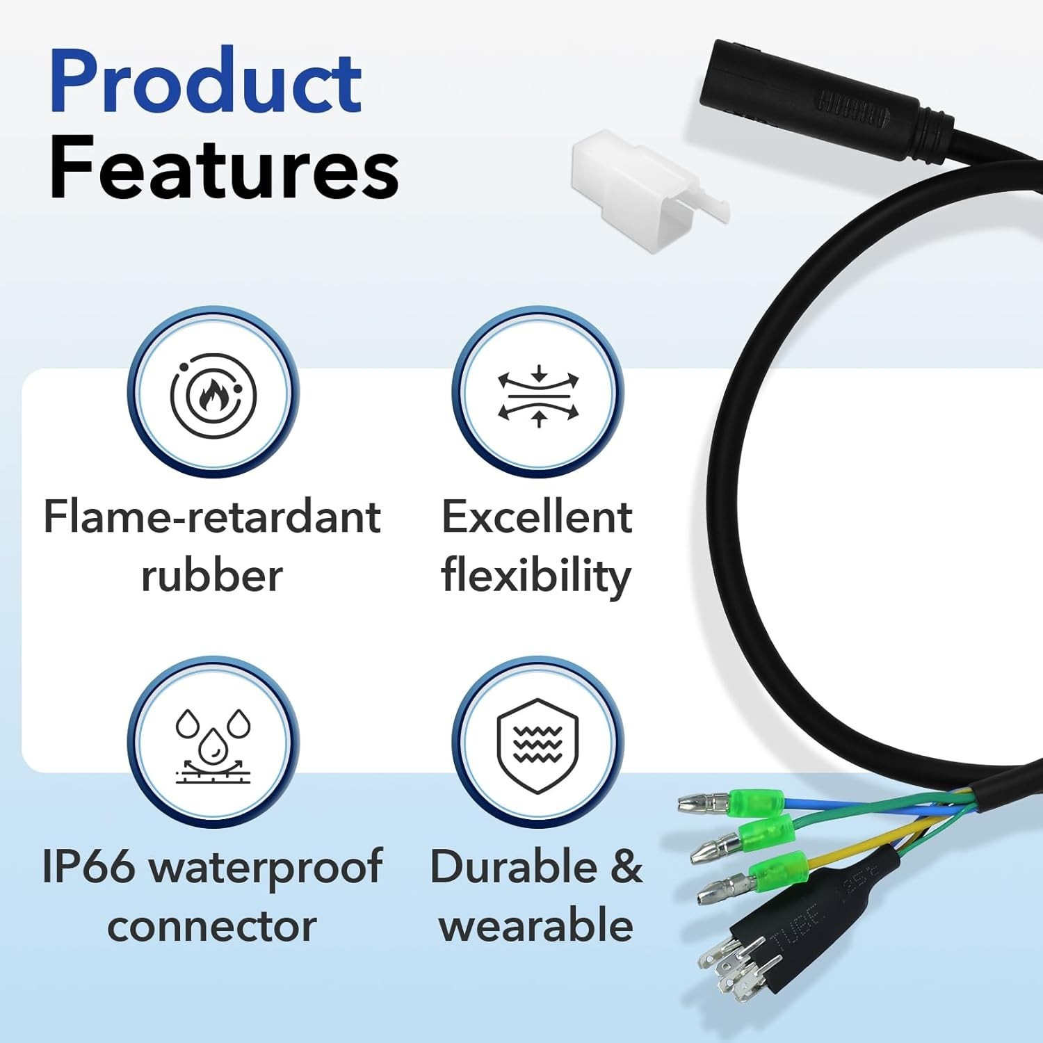 9 Pin Hub Motor Extension Cable 60CM Waterproof Connector E-Bike Conversion