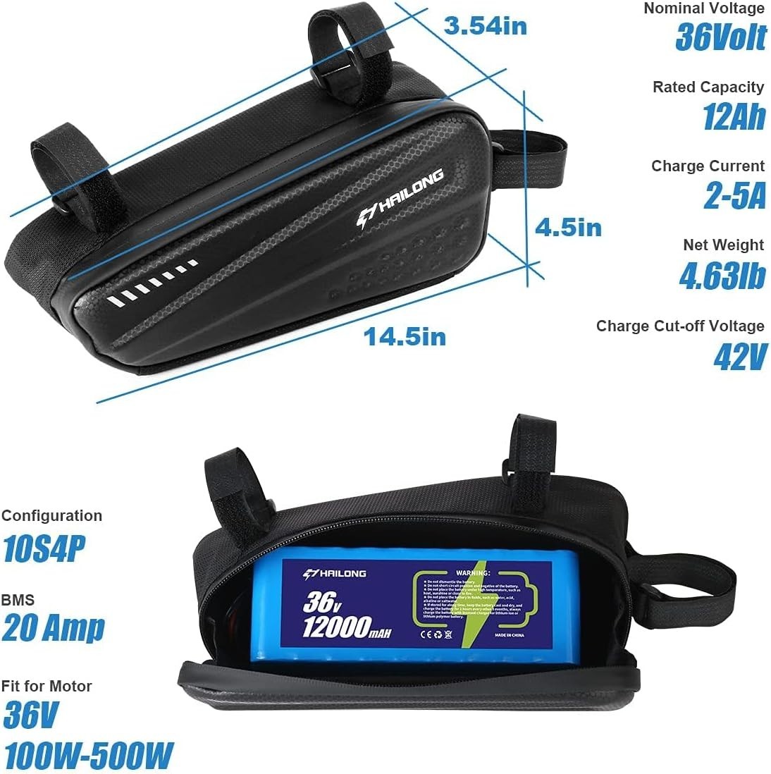 52V 48V 36V 20Ah 15Ah 10Ah Ebike Battery Lithium Bicycle Battery for 100-1500W