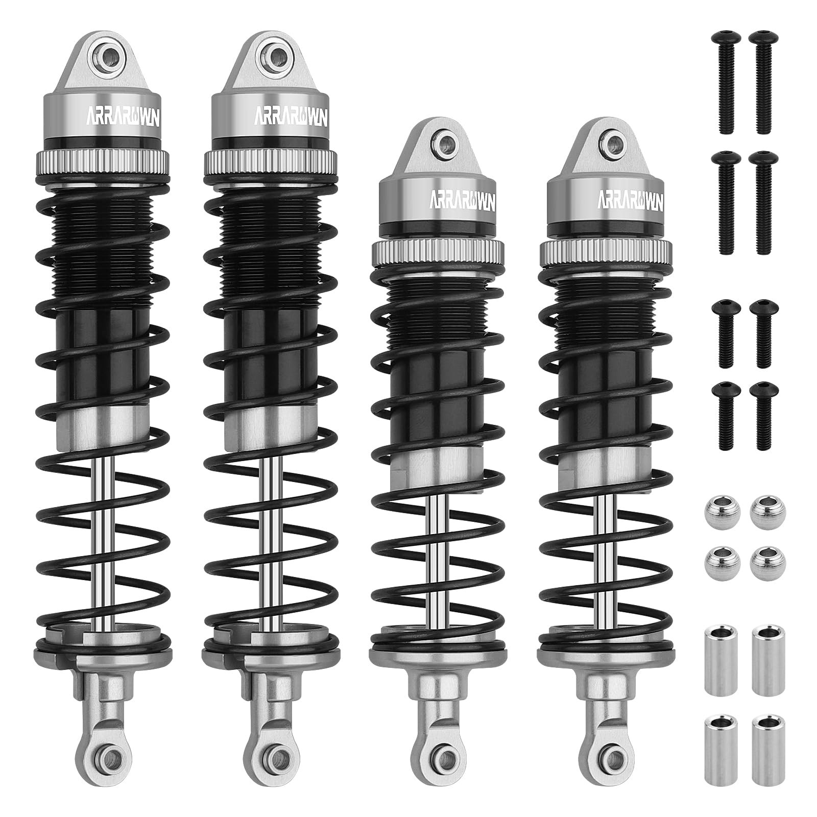 4PCS RC Shock 1:10 Aluminum Front & Rear Shocks Set Gray Black 4Pcs F&R