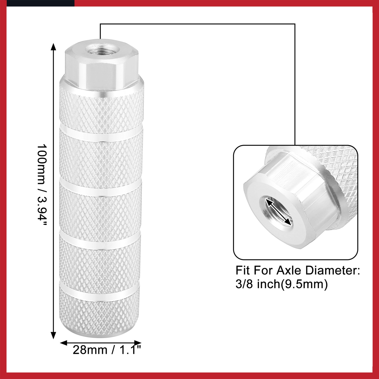 4Pcs Aluminum Alloy BMX MTB Bike Rear Foot Peg Silver Tone For 3/8 Inch Axle