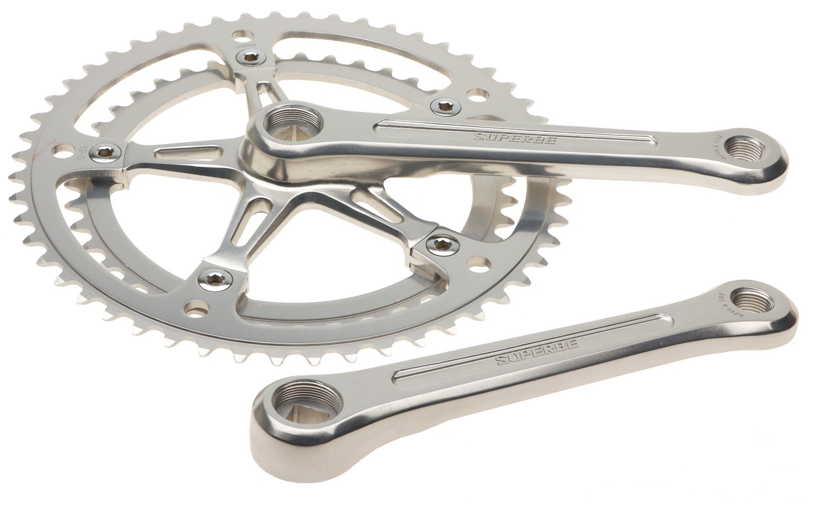Sun Tour Superbe CW-1000 Cranks 6SPD 170mm 52/42 Silver French BB 35×1 NOS NEW