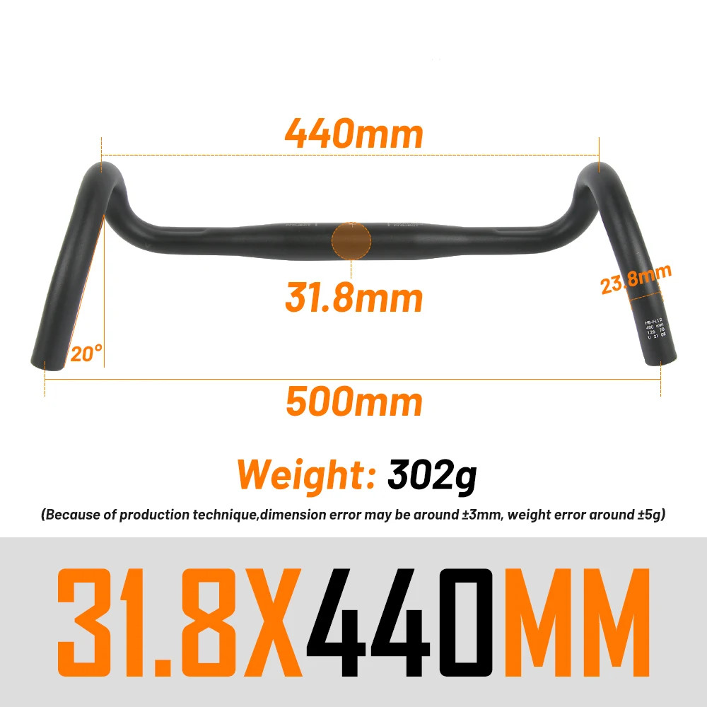 Gravel Bike Handlebar 31.8*400/420/440/460mm Ultralight Drop Bar Matte