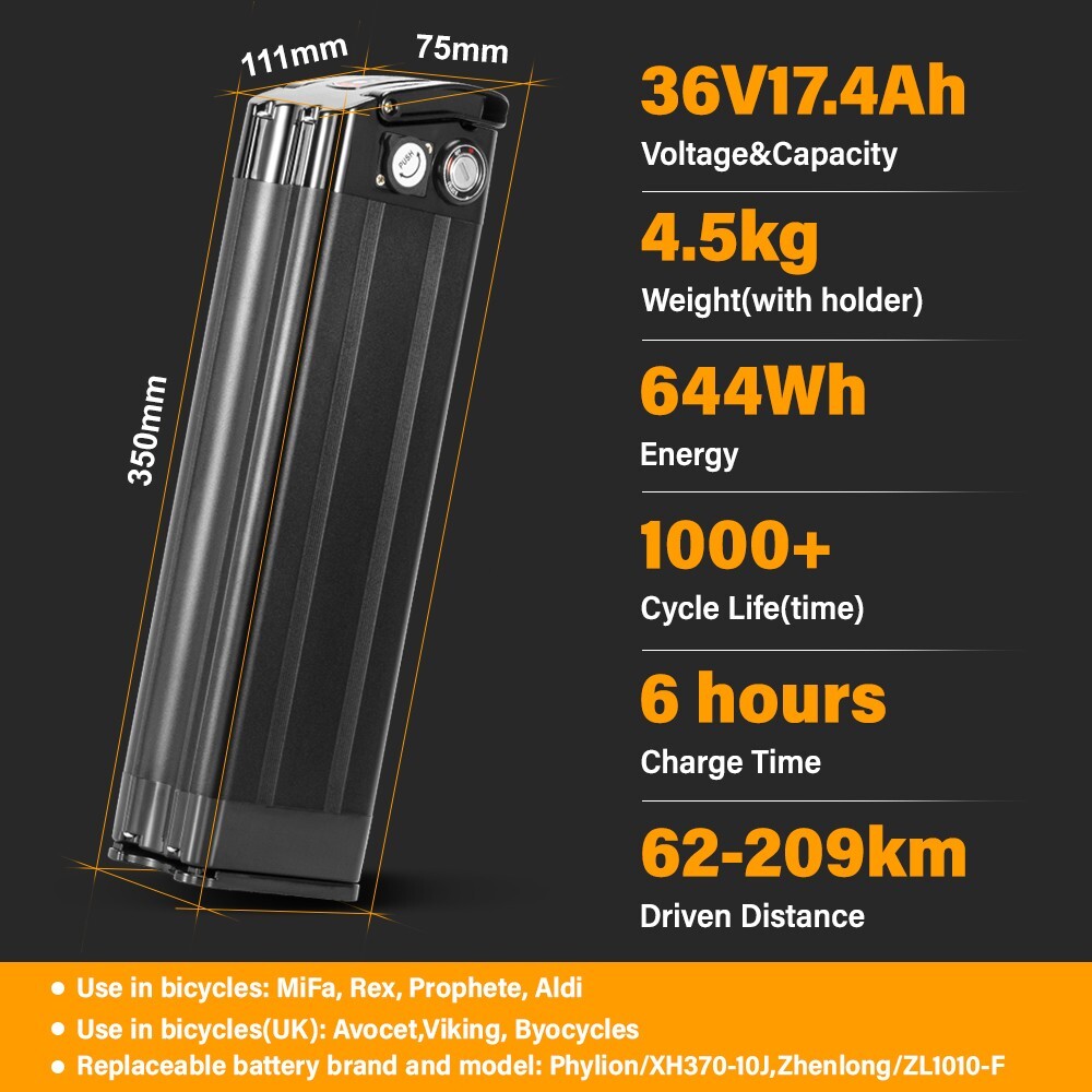 36V Ebike Battery Silverfish Electric Bike Battery Bicycle Lithium Battery 900W