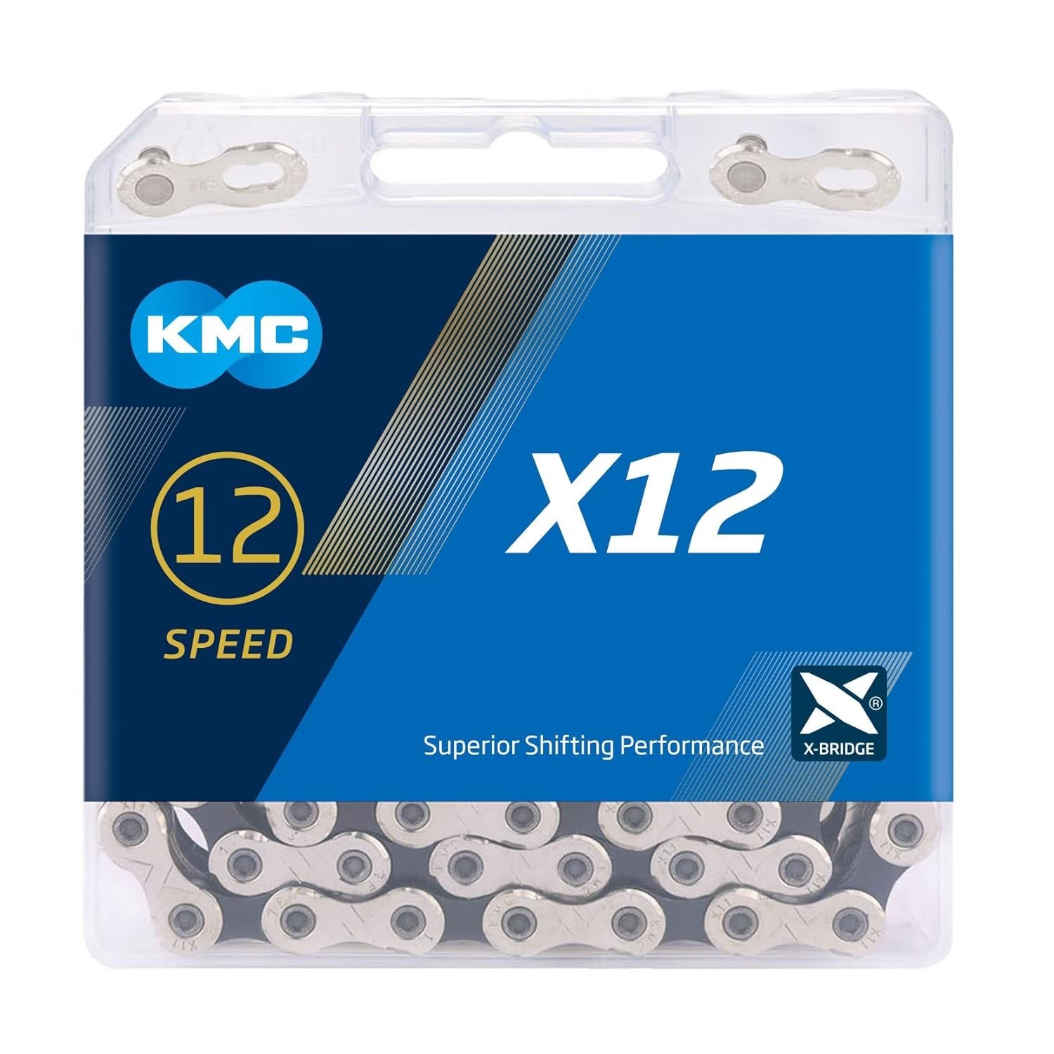KMC X12 12 Speed Bike Chain Silver Black 126 Links Fits Shimano SRAM Campagnolo