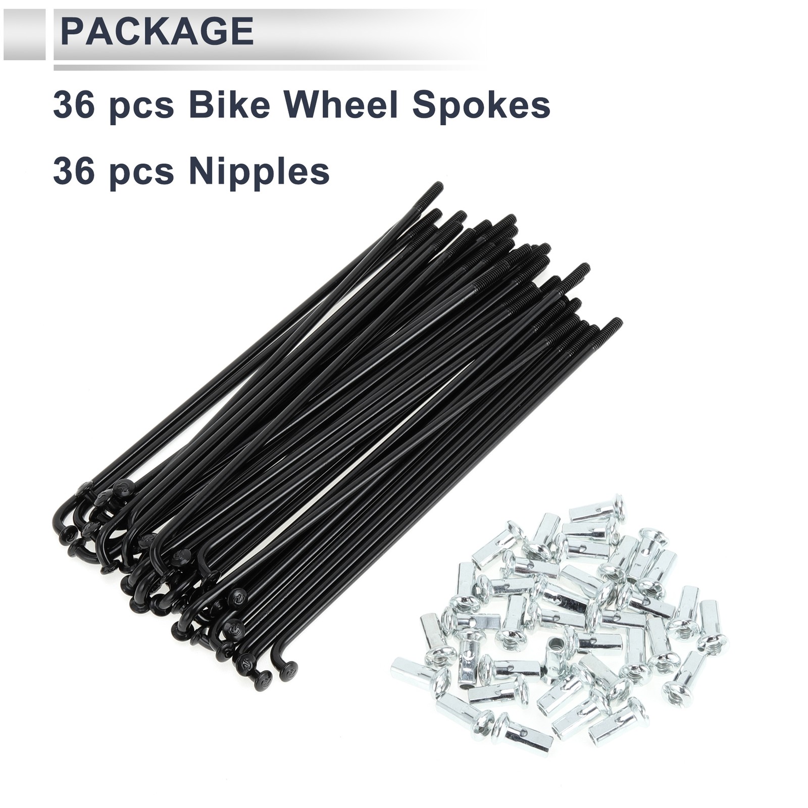 1 Set 12G 119mm Length Bicycle Spokes Nipple Carbon Steel Black Universal