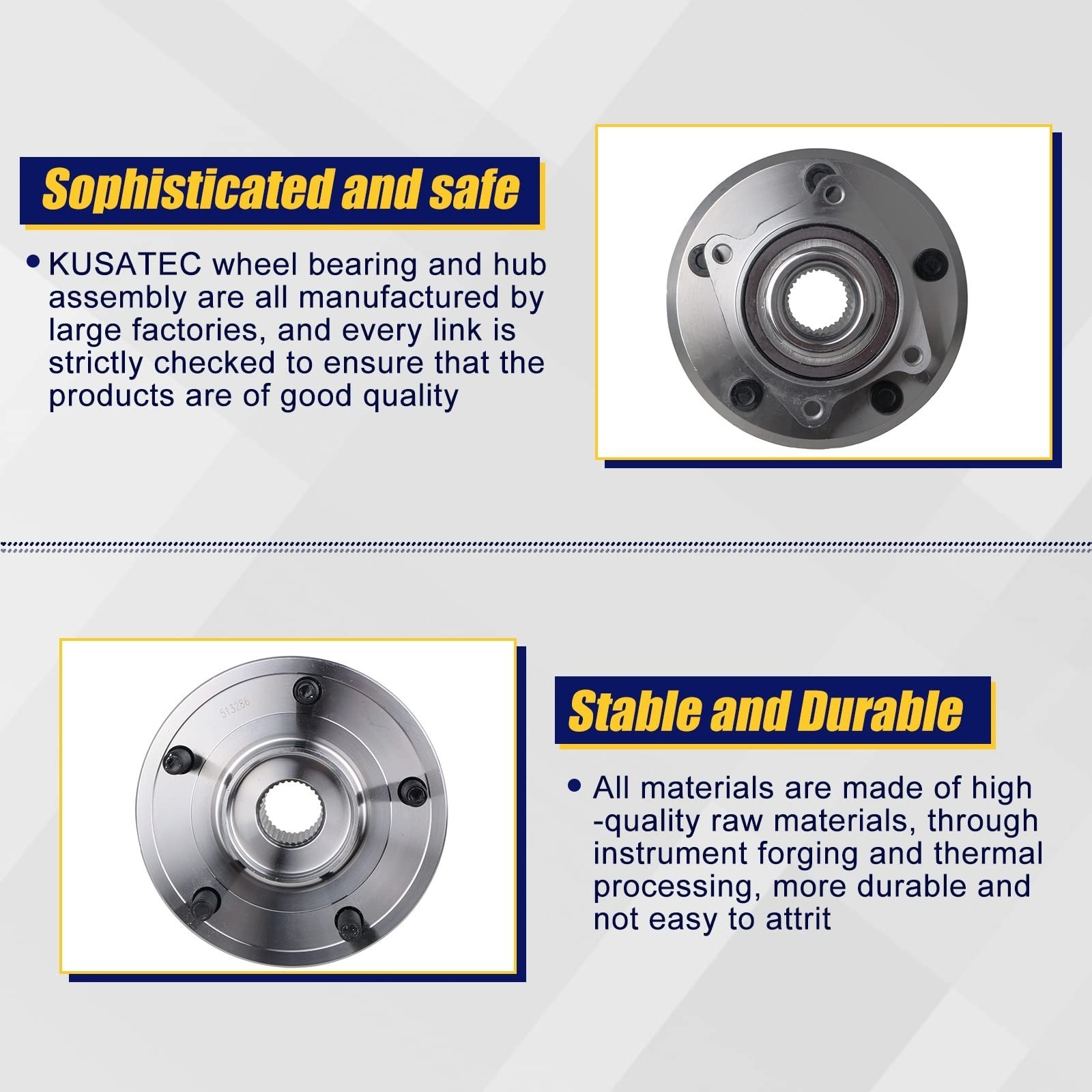 KUSATEC 513286 Front Wheel Bearing and Hub Assembly for Dodge Journey