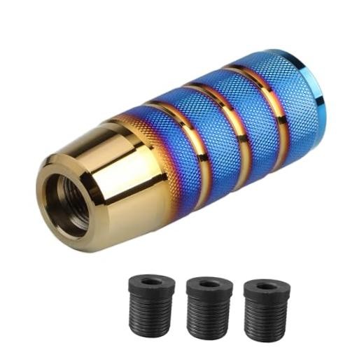95mm/3.74″ Car Shifter Knob, Gear Shift Knob, Aluminum Weighted Blue-Golden